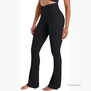 High Waist Flare Leggings Hidden Butt Lift V Crossover No Front Seam